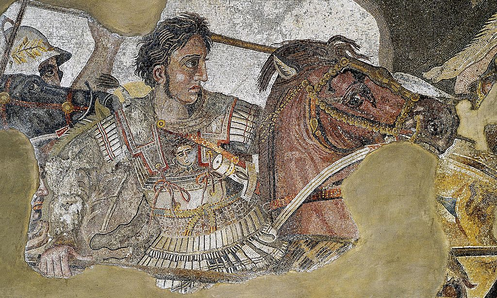 Mosaïque romaine montrant Alexandre le Grand combattant à Issos