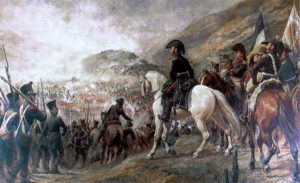 Représentation de José de San Martín aux commandes de l'armée des Andes