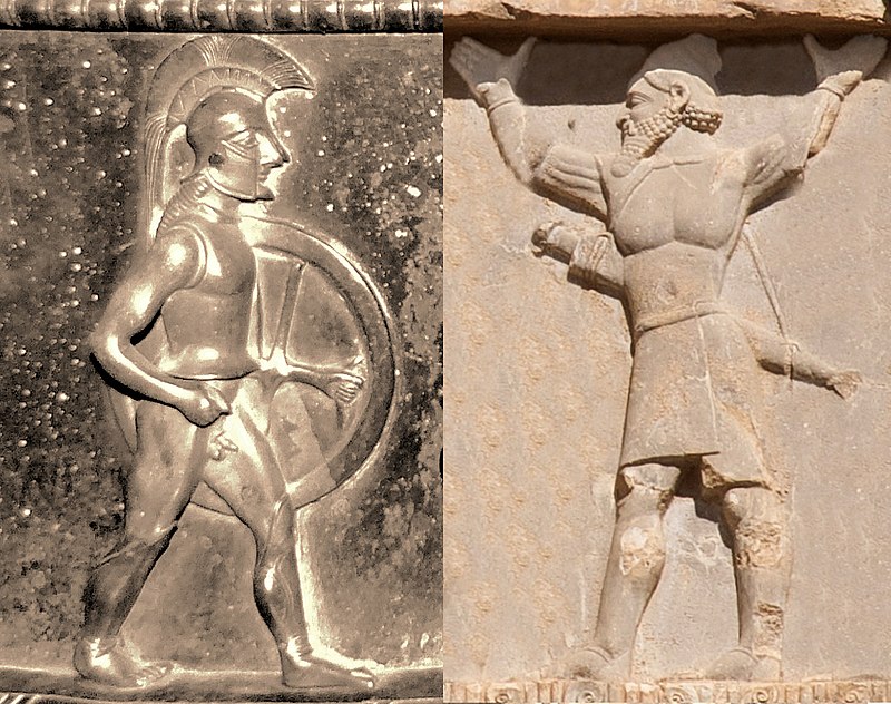Hoplite grec et guerrier persan.