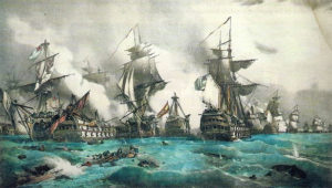 Peinture de la bataille de Trafalgar