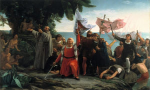 Débarquement de Christophe Colomb lors de la découverte de l'Amérique