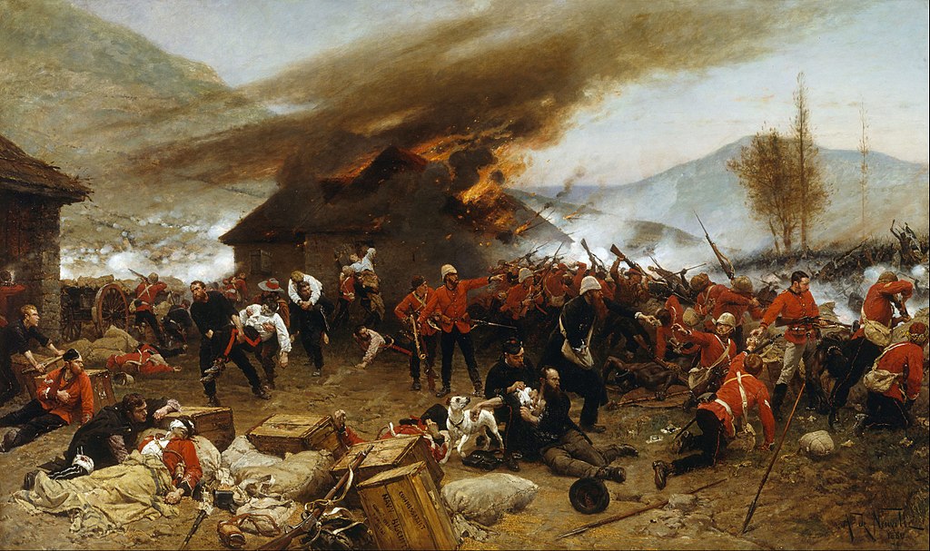 tableau représentant une bataille pendant la guerre anglo-zouloue de 1879