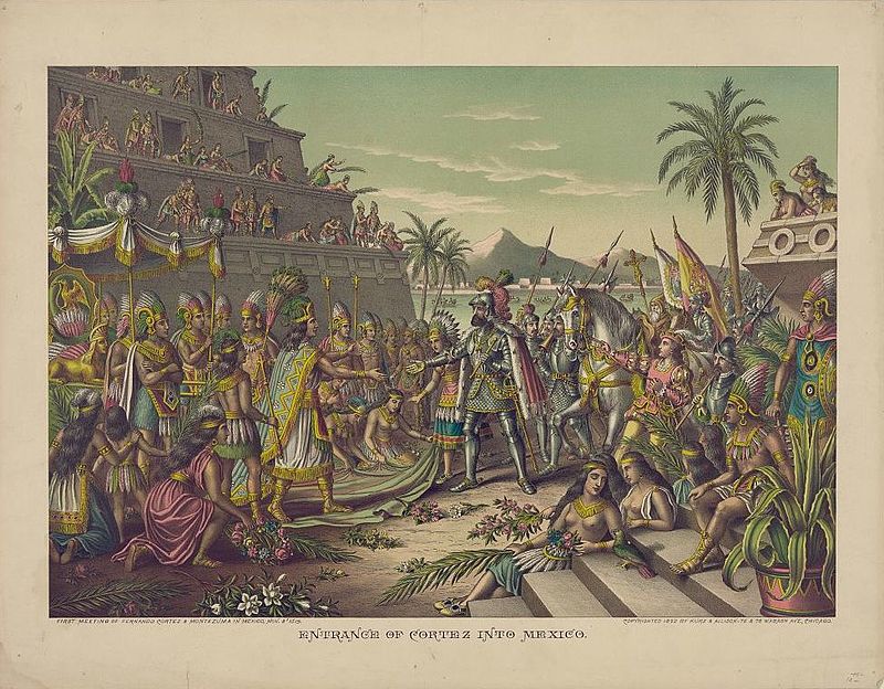 Rencontre entre Hernán Cortés et Moctezuma