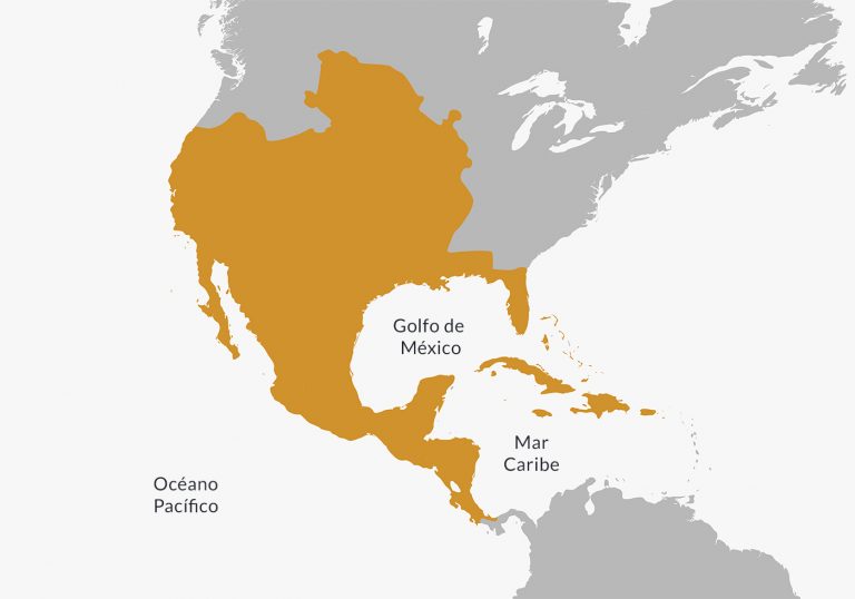 Carte de localisation de la vice-royauté de la Nouvelle-Espagne.