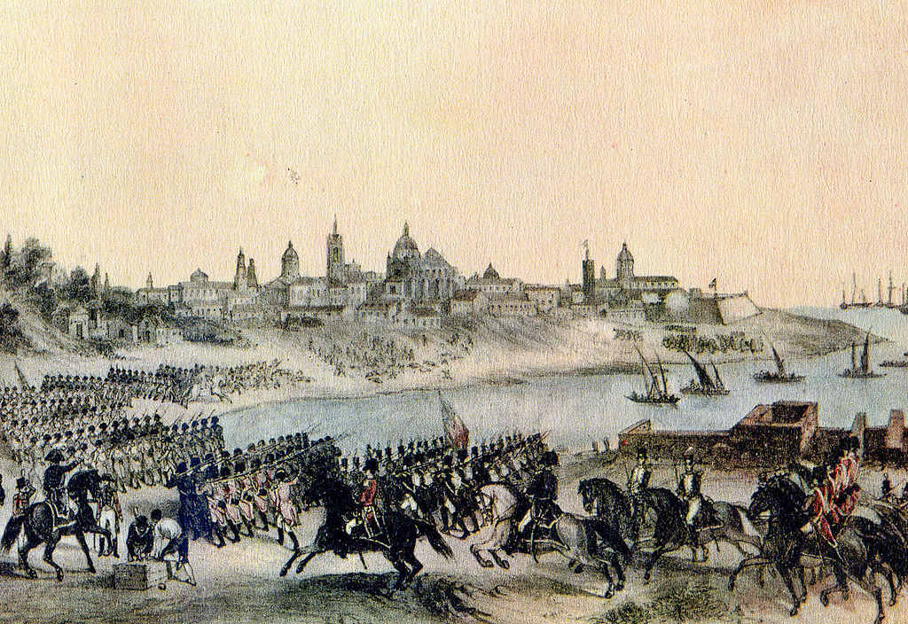 Scène de la deuxième invasion anglaise de la ville de Buenos Aires